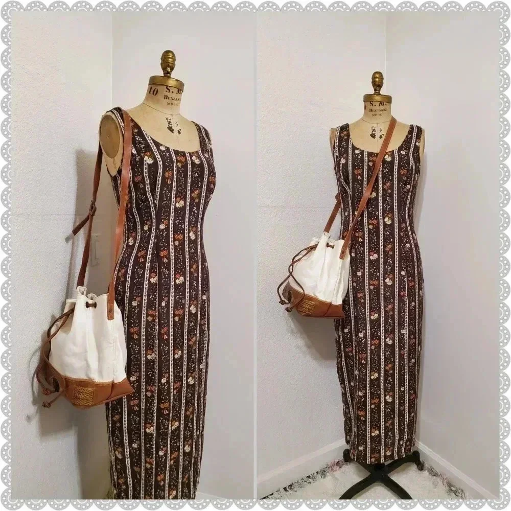 ✨Host Pick✨Vintage Ivory White Drawstring Bag Boho Southwestern Bucket Crossbody